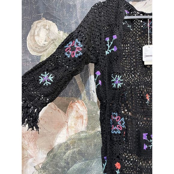 New Free People x Flook Hydrangea Crochet Kimono Size M $315 - Picture 6 of 8
